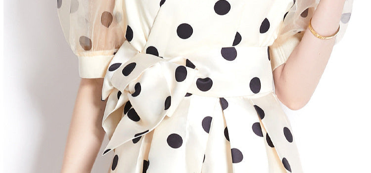 Polka Dot V-Neck Midi Dress