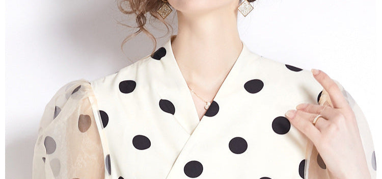 Polka Dot V-Neck Midi Dress