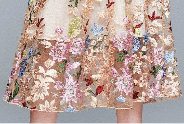Elegant Summer Dress with Colorful Embroidery