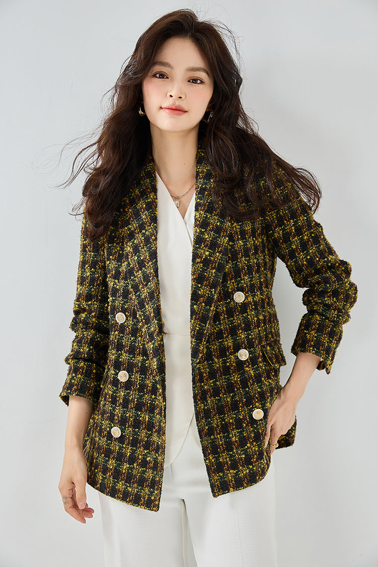 Yellow Tweed Textured Chic Blazer