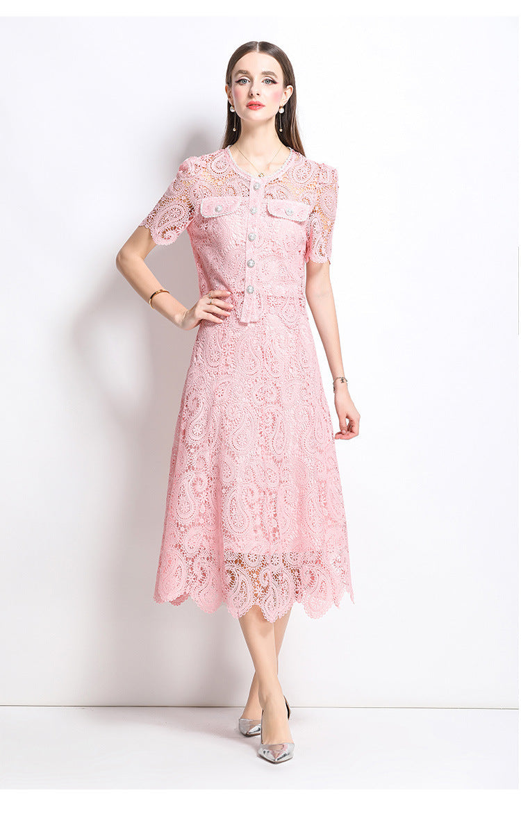 Retro Waterproof Lace Two-Piece Set