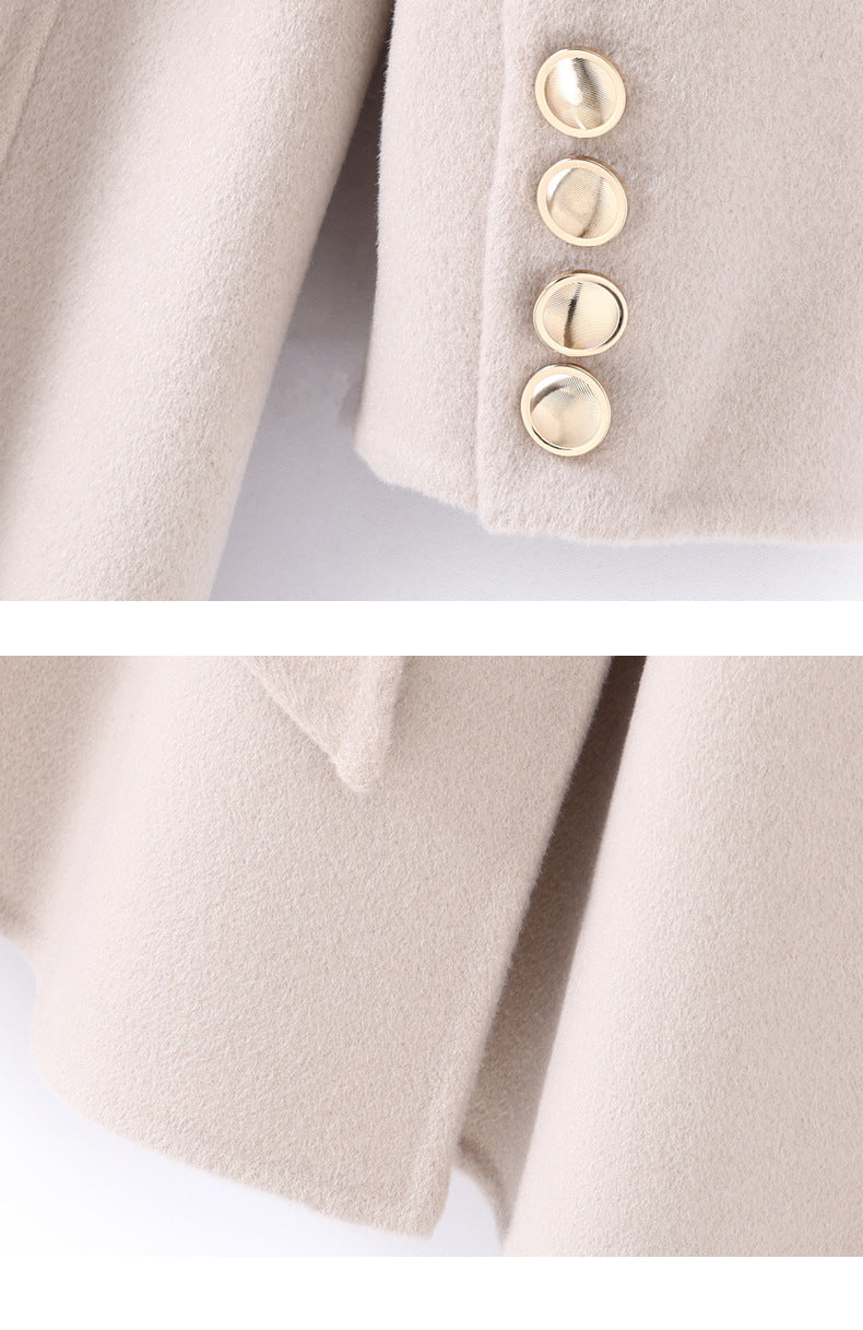 Hepburn Wool Coat with Detachable Shawl – Double-Faced 100% Wool