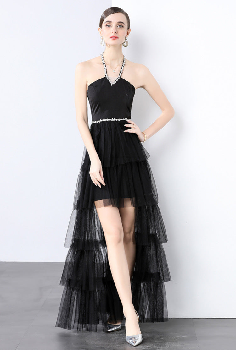 Sheer Elegance Black Mesh Maxi Dress