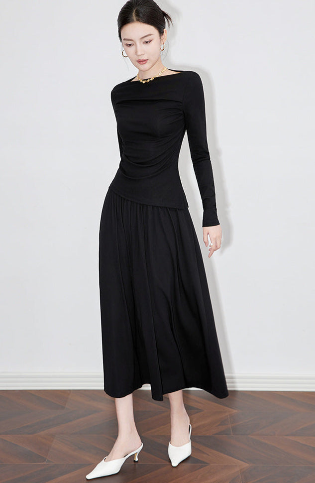 One-Shoulder Long Sleeve Two-Piece Set
