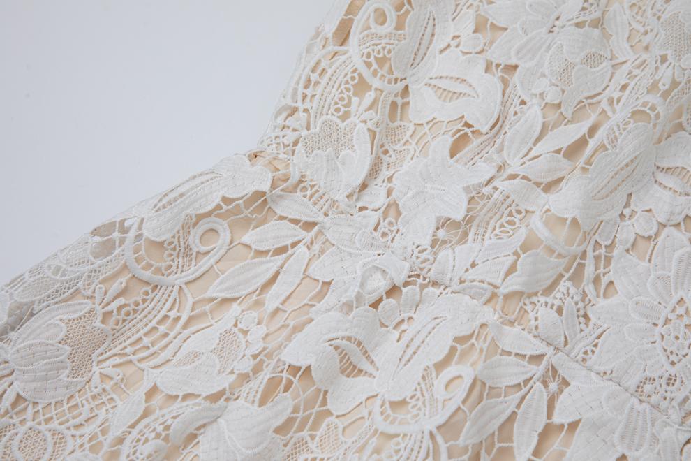 Goddess-Style White Lace Maxi Dress