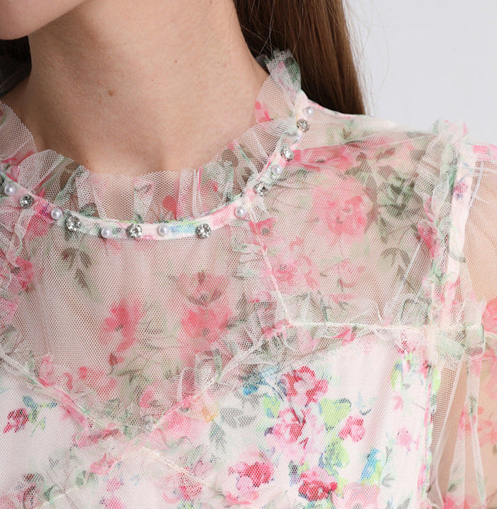 Floral Tulle Midi Dress