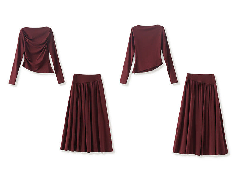 One-Shoulder Long Sleeve Two-Piece Set