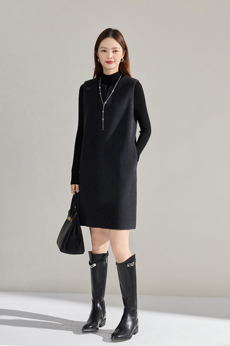 Double-Sided Cashmere Tencel Wool Sleeveless Dress – Short & Long Options