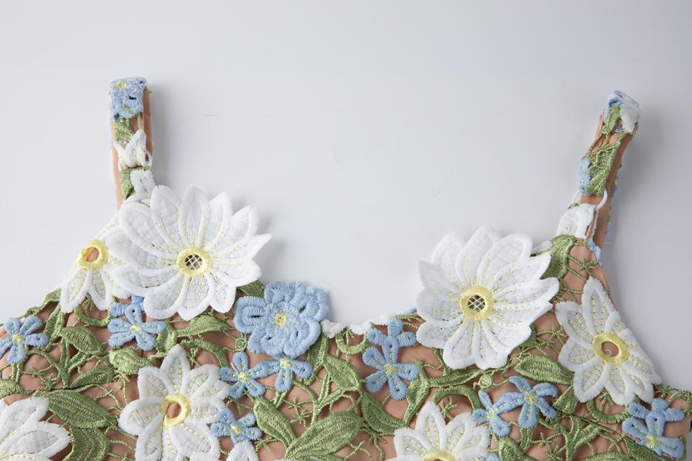 Embroidered One-Shoulder Green Maxi Dress
