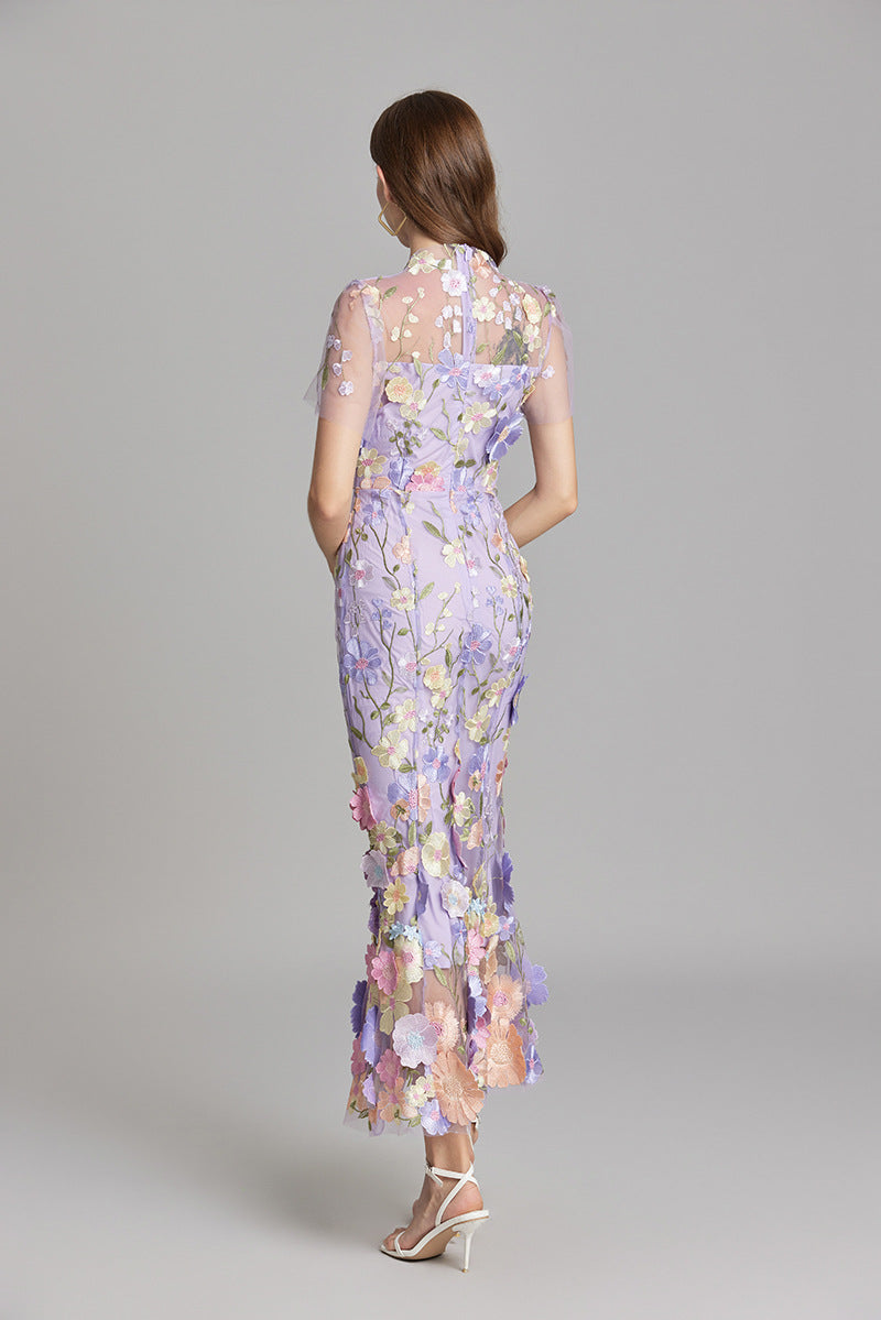 3D Floral Embroidered Lace Mermaid Dress