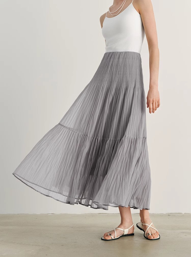 High-Waisted Flowy Tulle Skirt