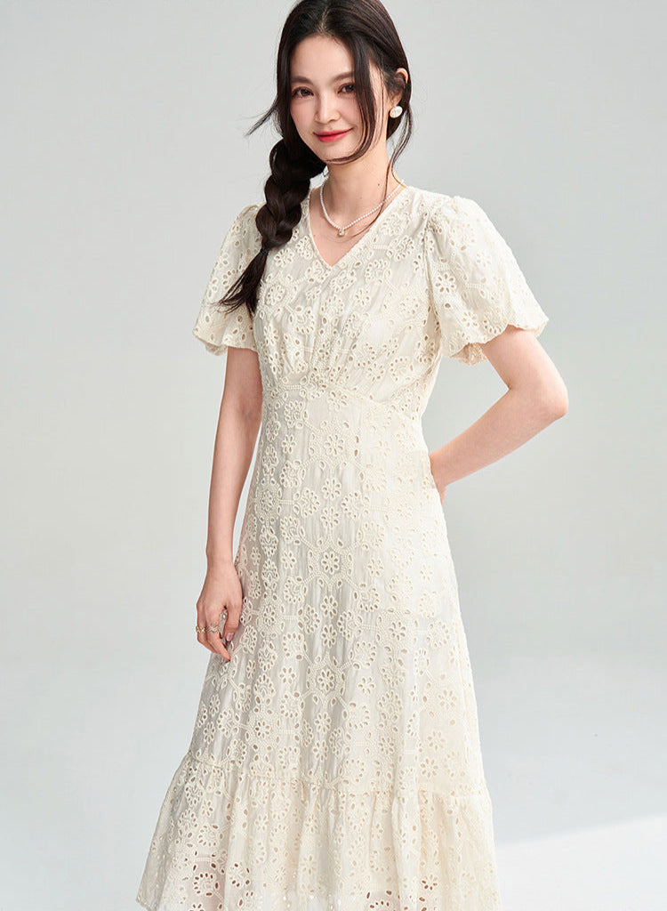 Moonlight Embroidered Summer Dress – Tencel Elegance