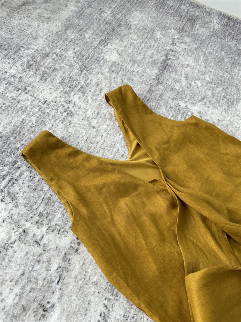 Linen Two-Piece Summer Set with Bow-Tie Back