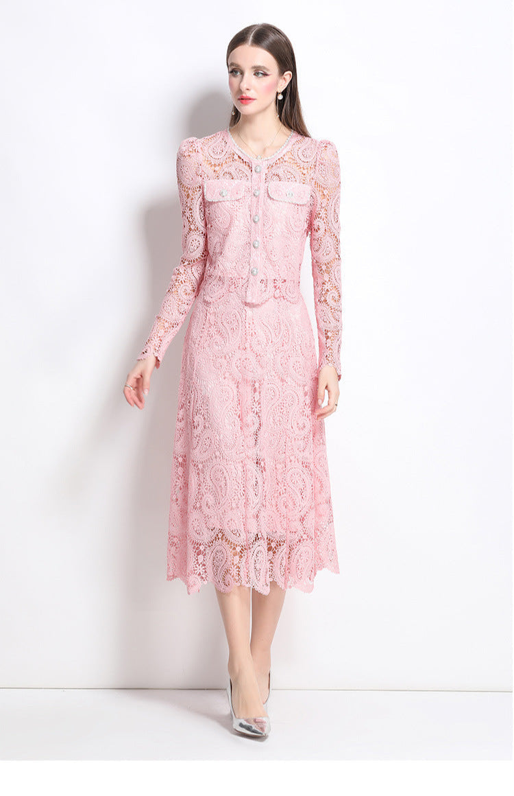 Retro Waterproof Lace Two-Piece Set