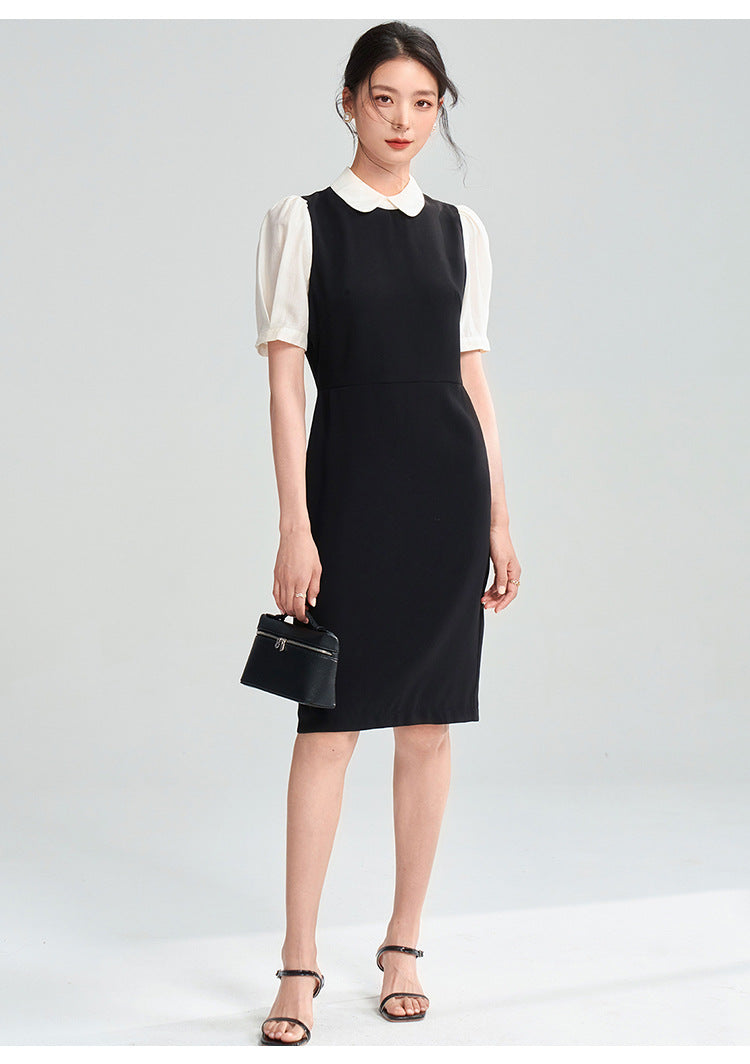 Black & White Contrast Midi Dress