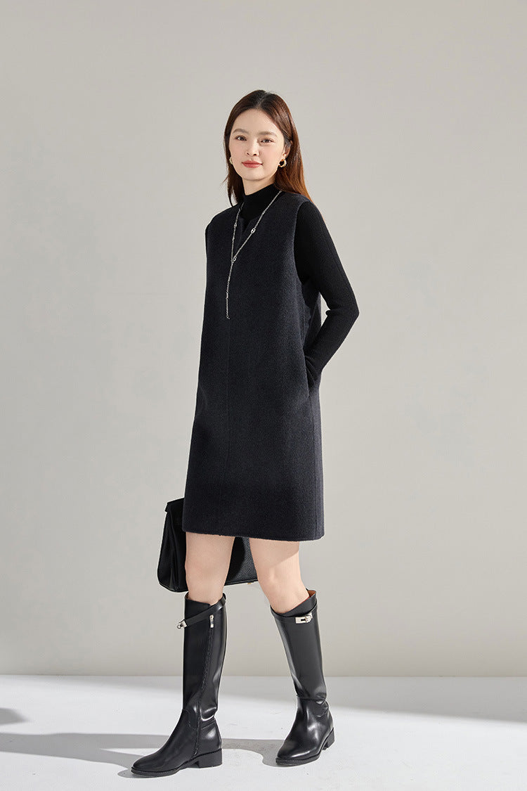Double-Sided Cashmere Tencel Wool Sleeveless Dress – Short & Long Options