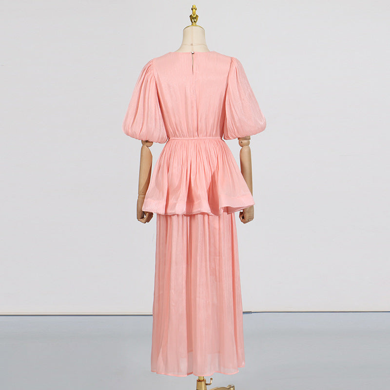 Retro Ruffle Elegance Maxi Dress – Summer Feminine Charm