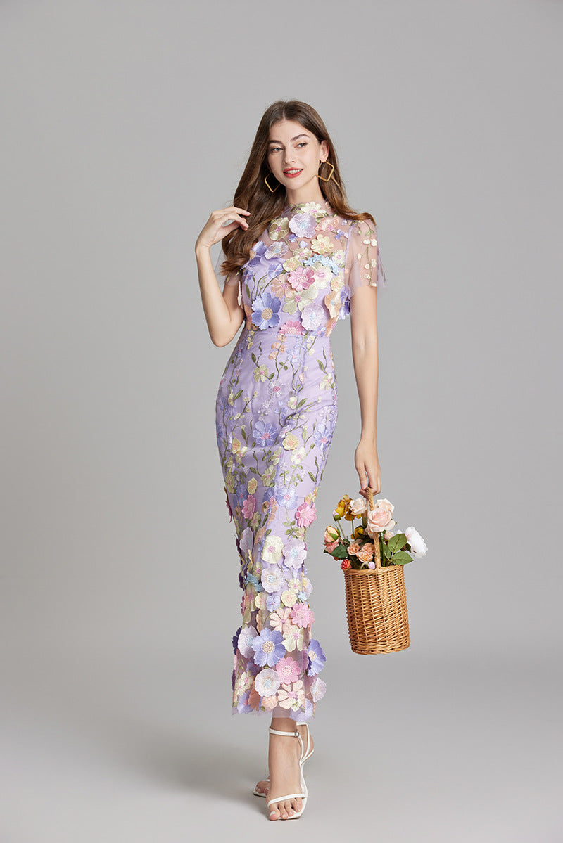 3D Floral Embroidered Lace Mermaid Dress