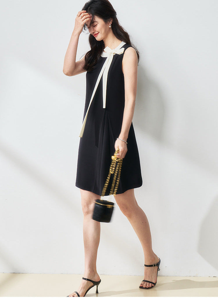 Contrast Bow Strap Midi Dress