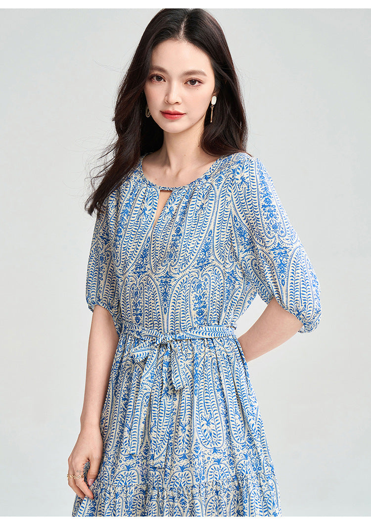 Blue Geometric Tencel Two-Piece Summer Set