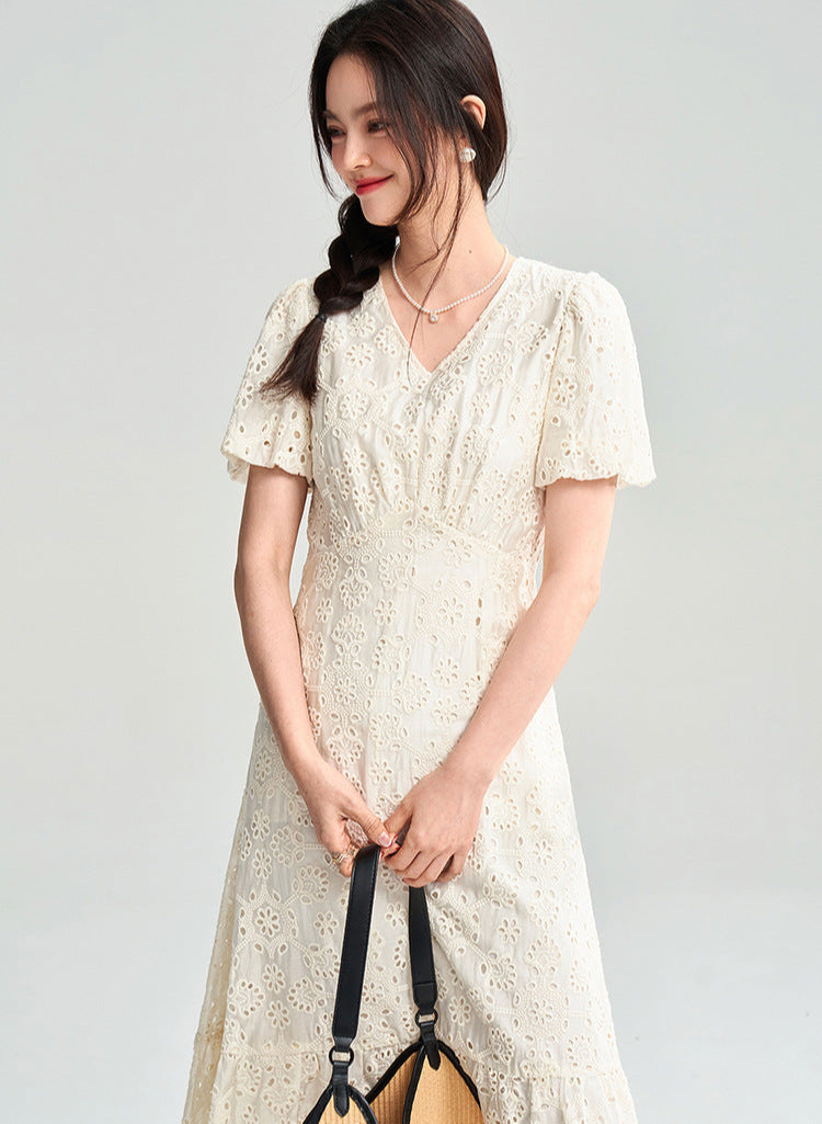 Moonlight Embroidered Summer Dress – Tencel Elegance