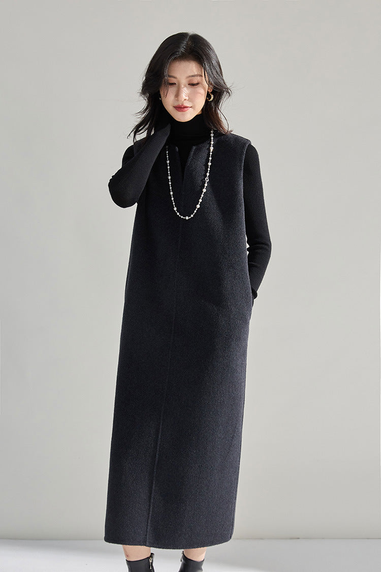 Double-Sided Cashmere Tencel Wool Sleeveless Dress – Short & Long Options