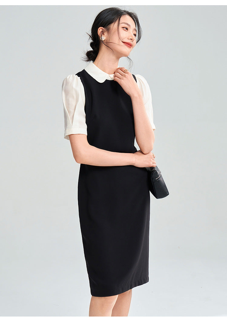Black & White Contrast Midi Dress