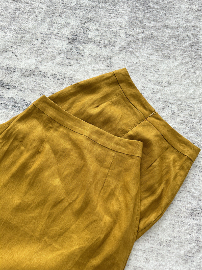 Linen Two-Piece Summer Set with Bow-Tie Back