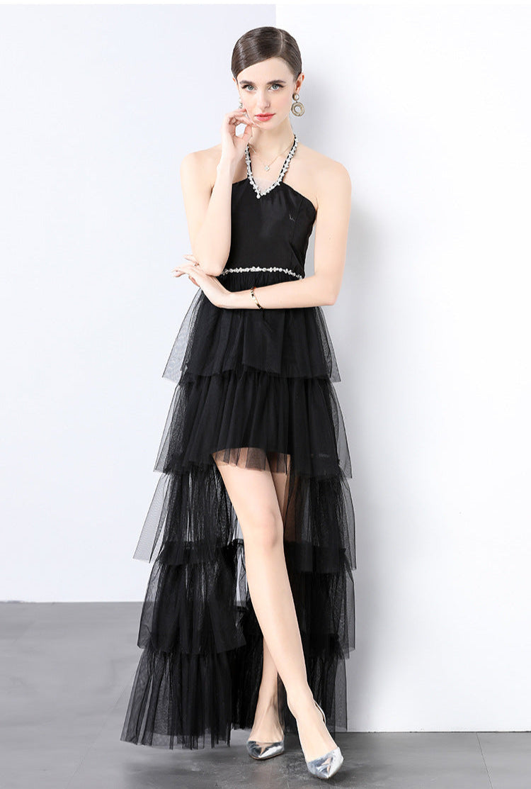 Sheer Elegance Black Mesh Maxi Dress