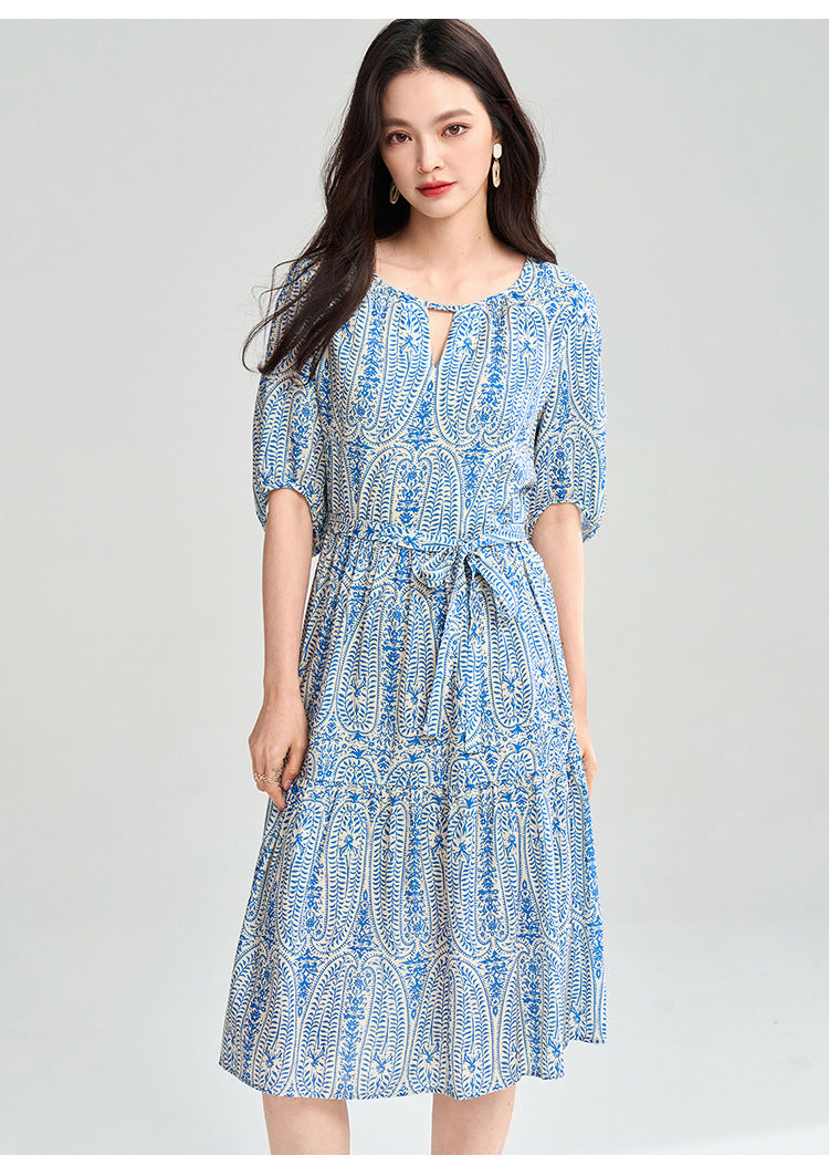 Blue Geometric Tencel Two-Piece Summer Set