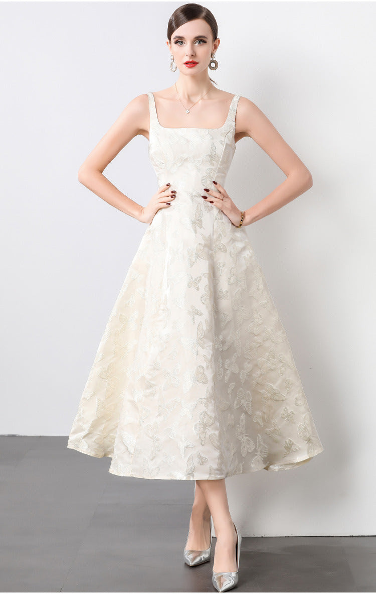 Graceful Swan Sleeveless Midi Dress