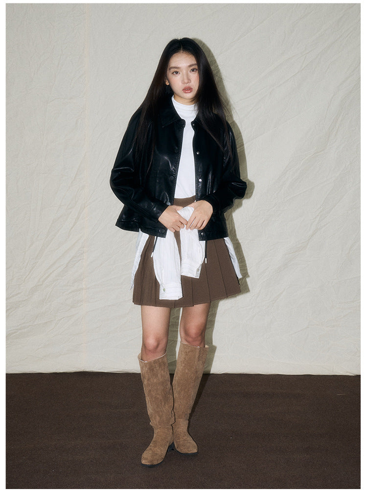 Ruched Retro Moto-Style Jacket
