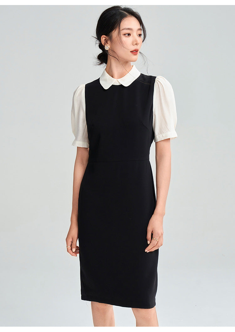 Black & White Contrast Midi Dress