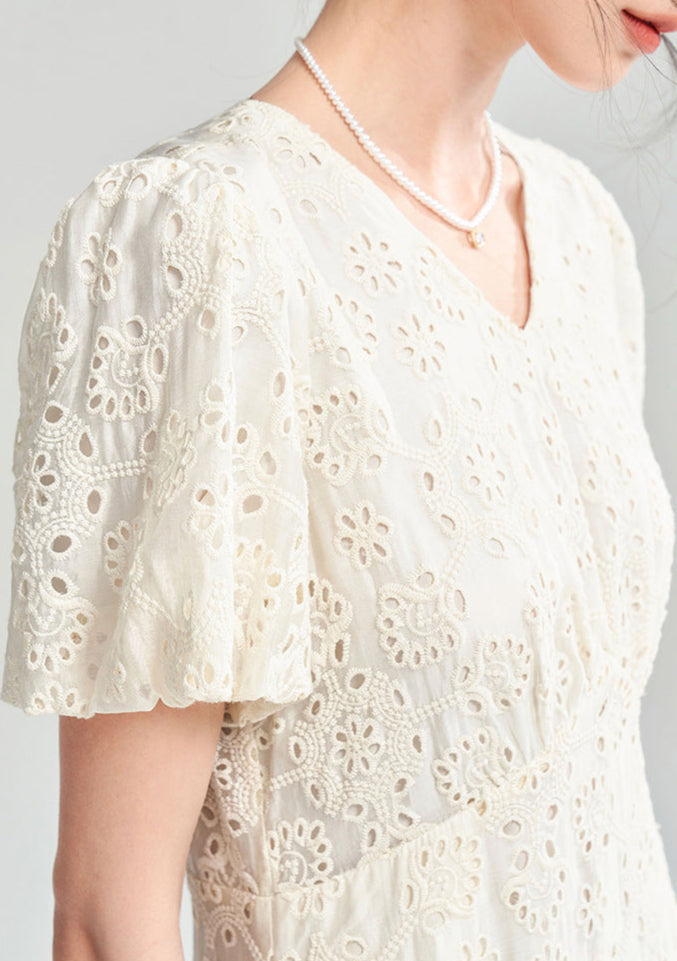 Moonlight Embroidered Summer Dress – Tencel Elegance