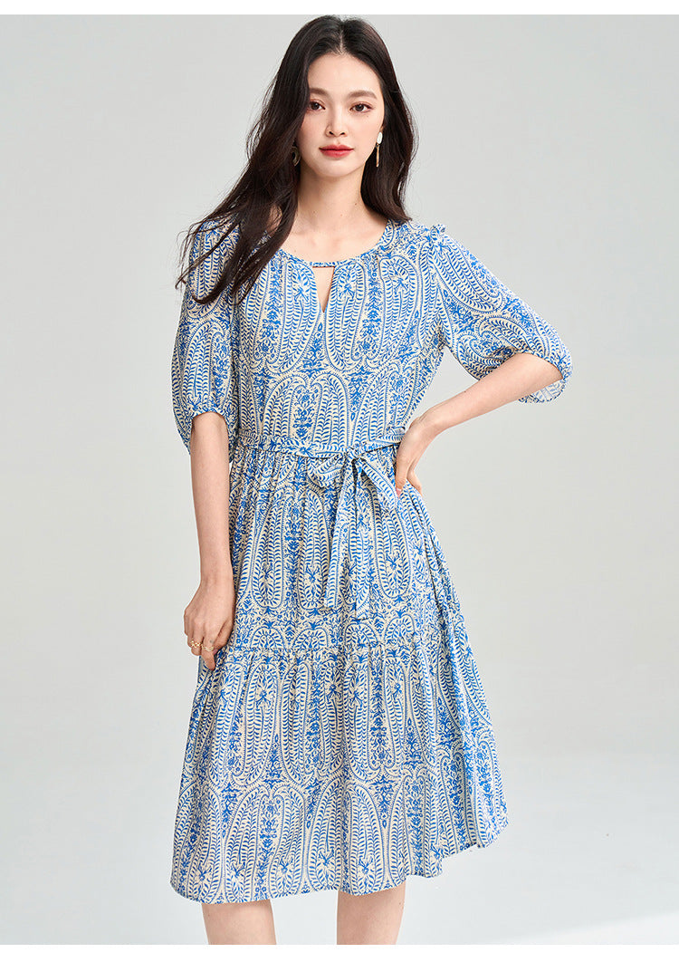 Blue Geometric Tencel Two-Piece Summer Set