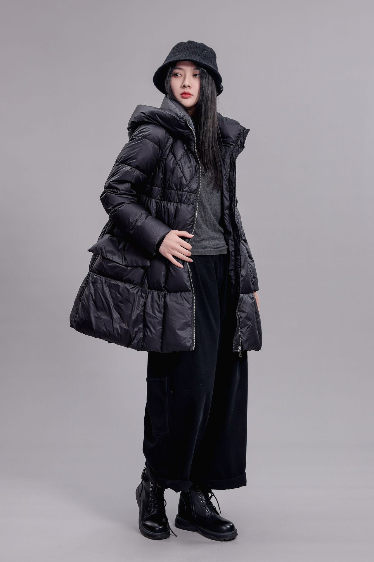 Luxury 90% White Duck Down Puffer Coat – Slim Fit, Hooded Winter Essential