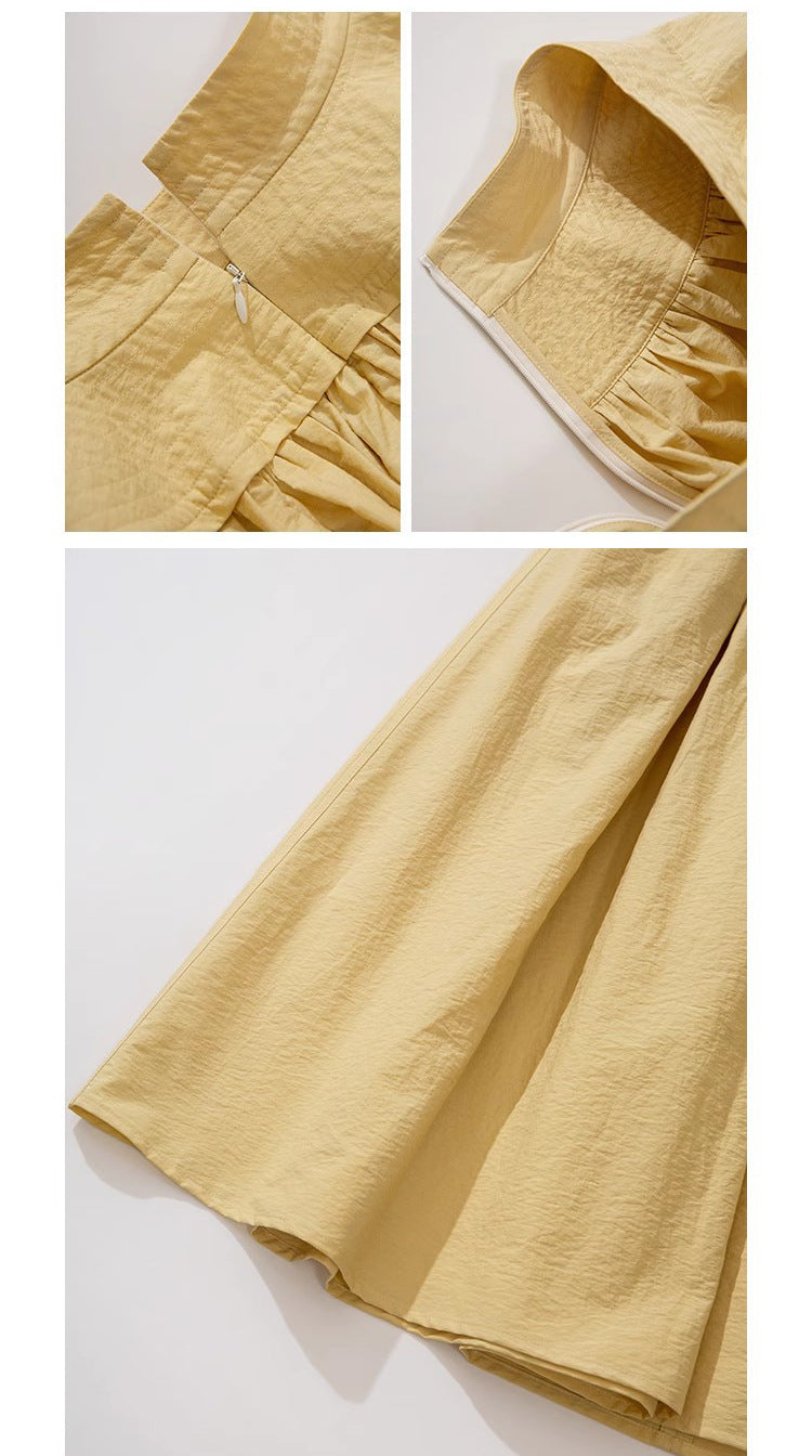 Yellow Top & High Waist Midi Skirt Set