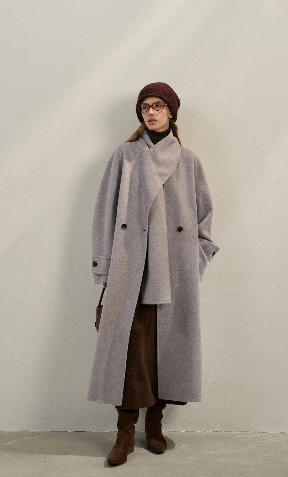 Premium Lamb Wool Shawl Collar Coat – Soft & Elegant Winter Overcoat