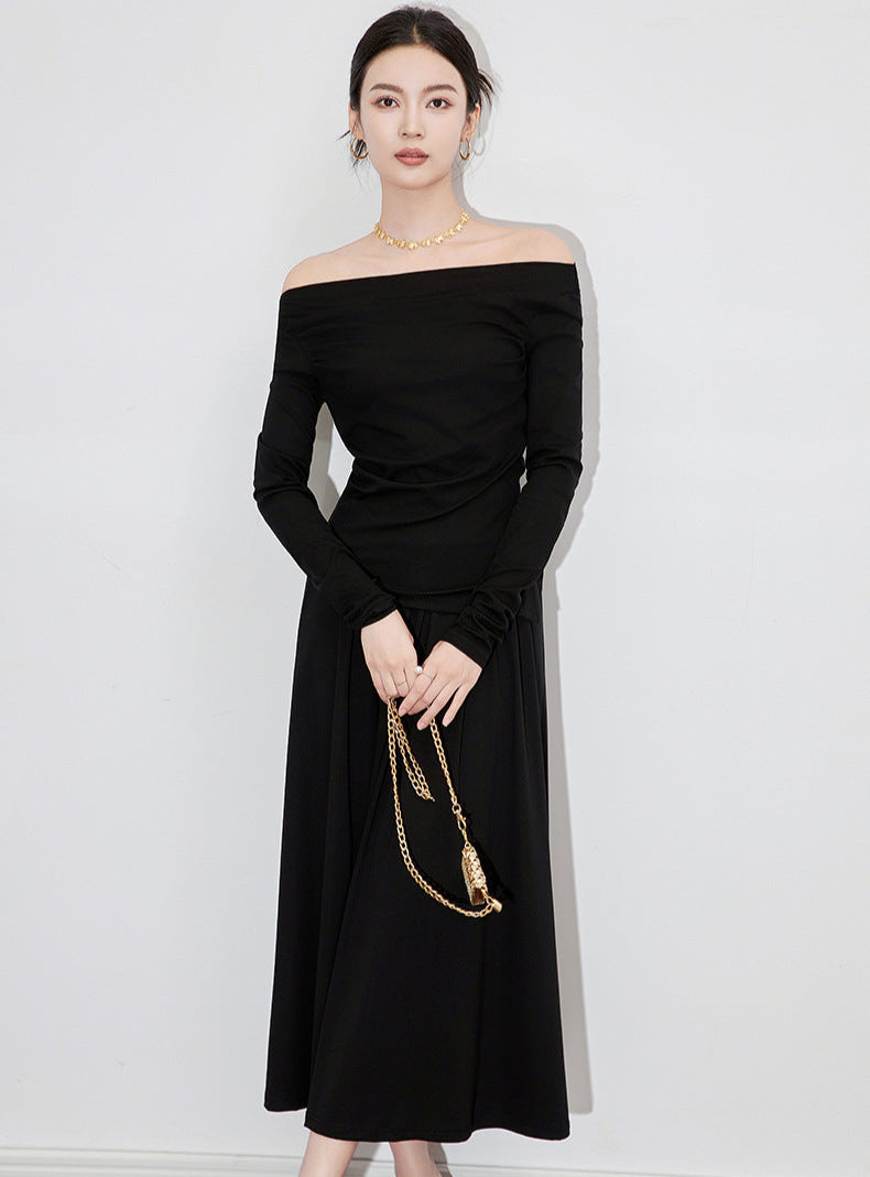 One-Shoulder Long Sleeve Two-Piece Set