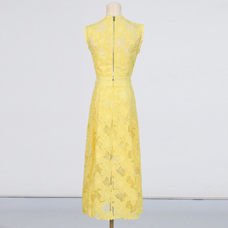 Embroidered Sleeveless Crop Top and Long Skirt Set