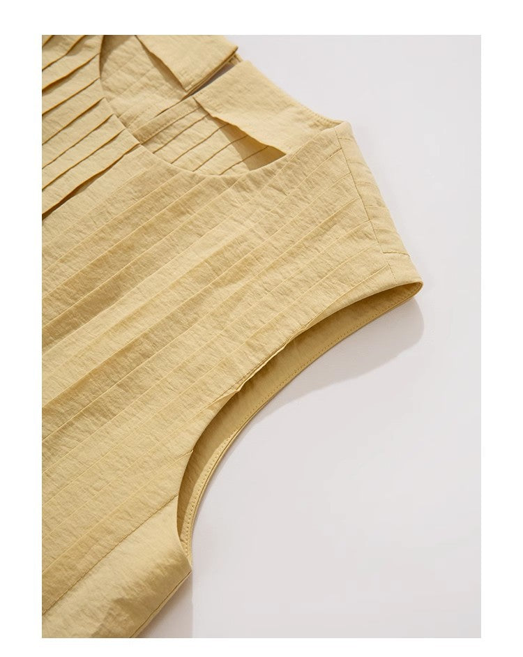 Yellow Top & High Waist Midi Skirt Set