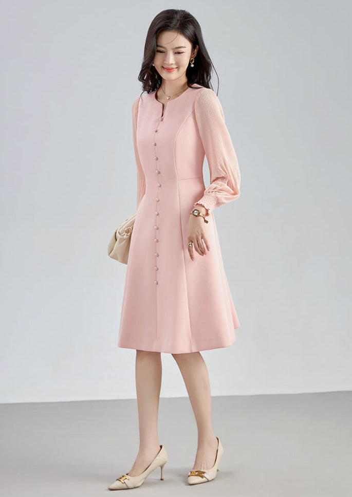 Elegant Chiffon Pleated Sleeves Long Dress