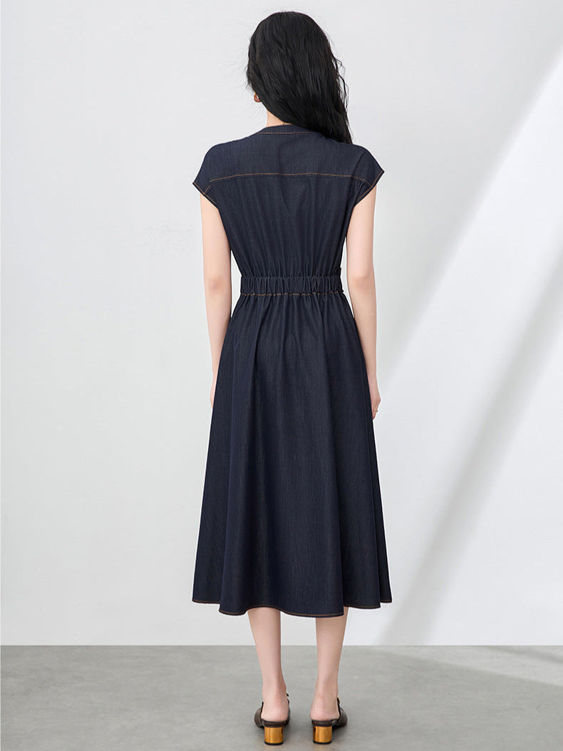 Silken Touch Cotton Denim Midi Dress