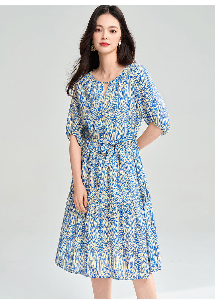 Blue Geometric Tencel Two-Piece Summer Set