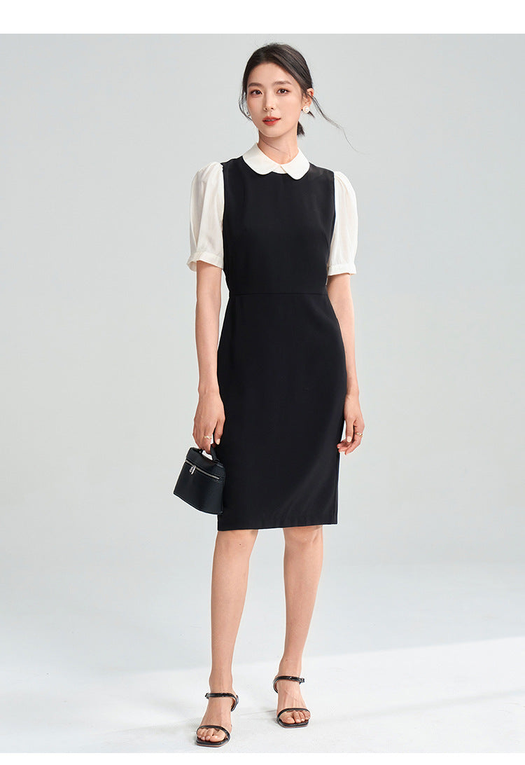 Black & White Contrast Midi Dress