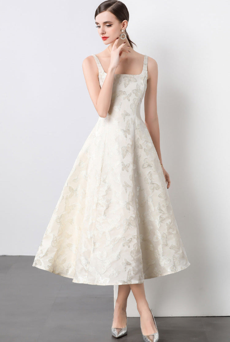 Graceful Swan Sleeveless Midi Dress