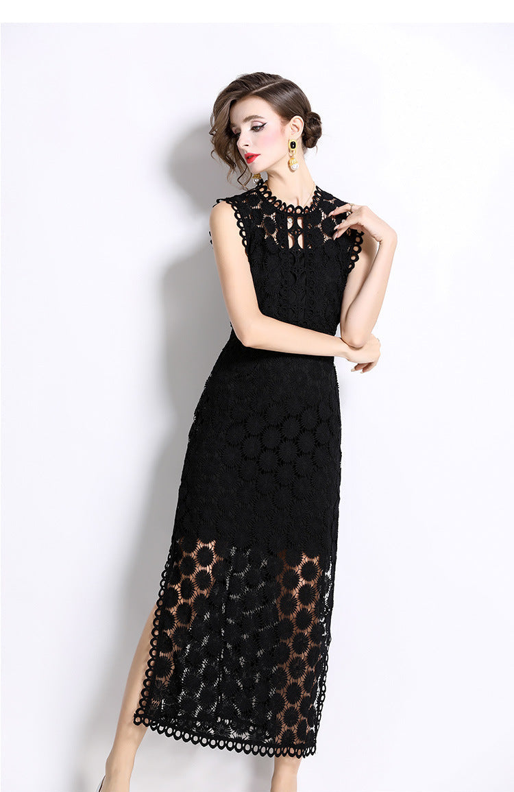 Lace Detail Two-Piece Maxi Dress Set