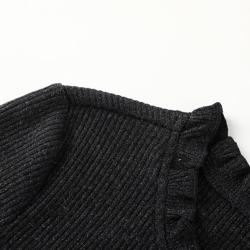 Slim Fit Knit Top with Flared Cuff Details – Long Sleeve Elegance