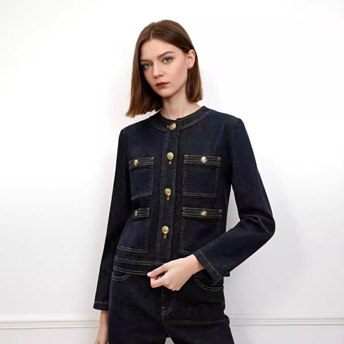 Navy Short Denim Jacket