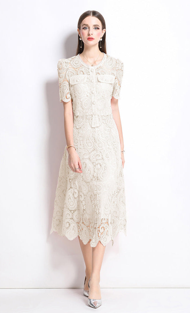 Retro Waterproof Lace Two-Piece Set